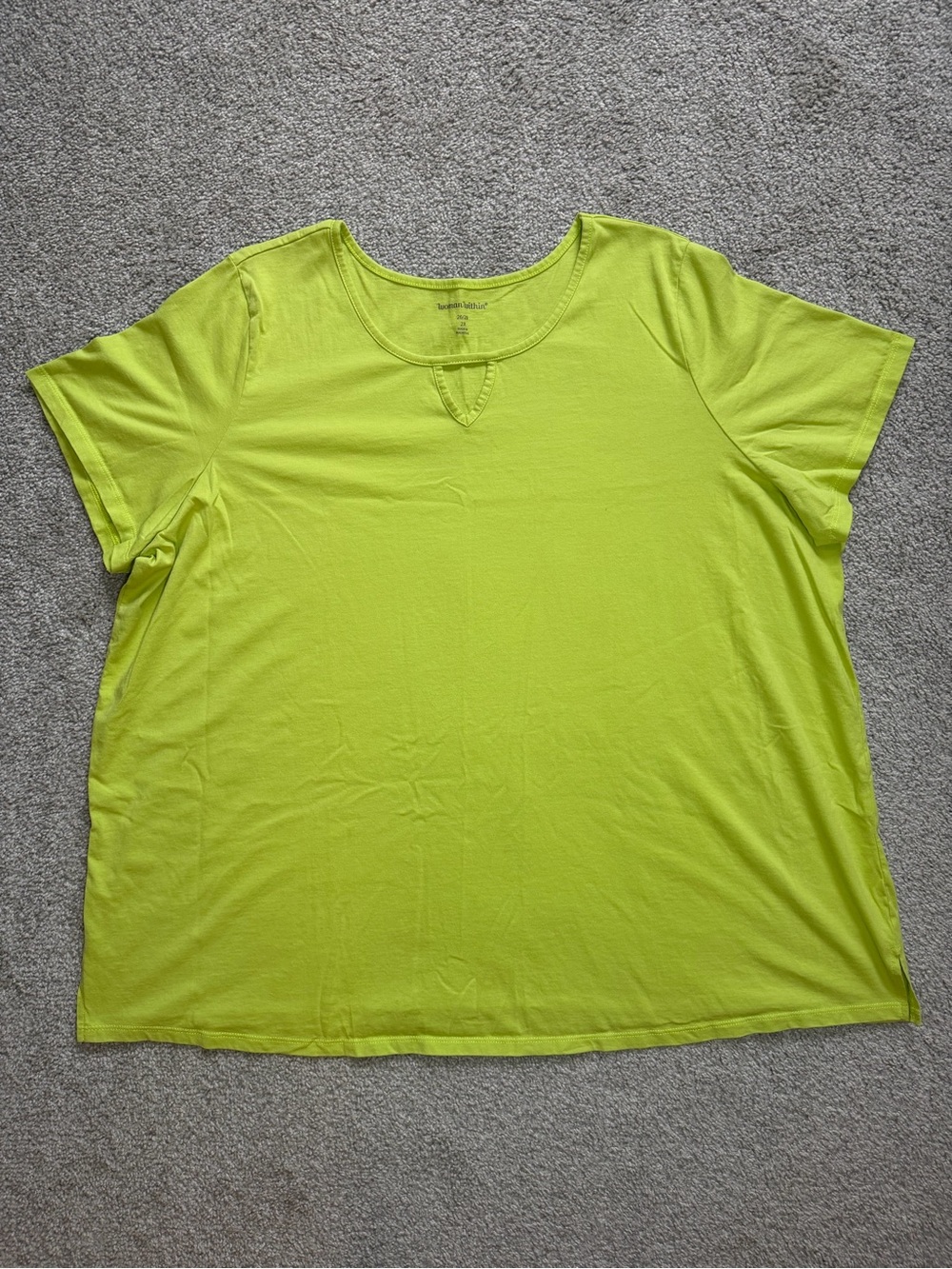 Woman Within Short Sleeve Tee with Keyhole - Lime